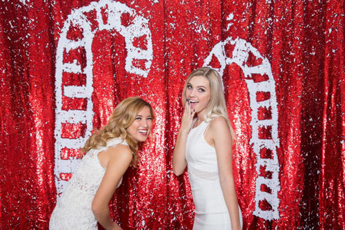 Milestone Photo Booth Rental NJ Shiny Red Matte White Peppermint Candy Cane Christmas Reversible Sequin Mermaid Backdrop Open Air Special Event Keyport New Jersey New York Pennsylvania