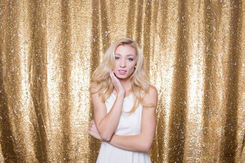 Milestone Photo Booth Rental NJ White Mostly Gold Carat Colored Mermaid Sequin Backdrop Open Air Special Event Keyport New Jersey New York Pennsylvania