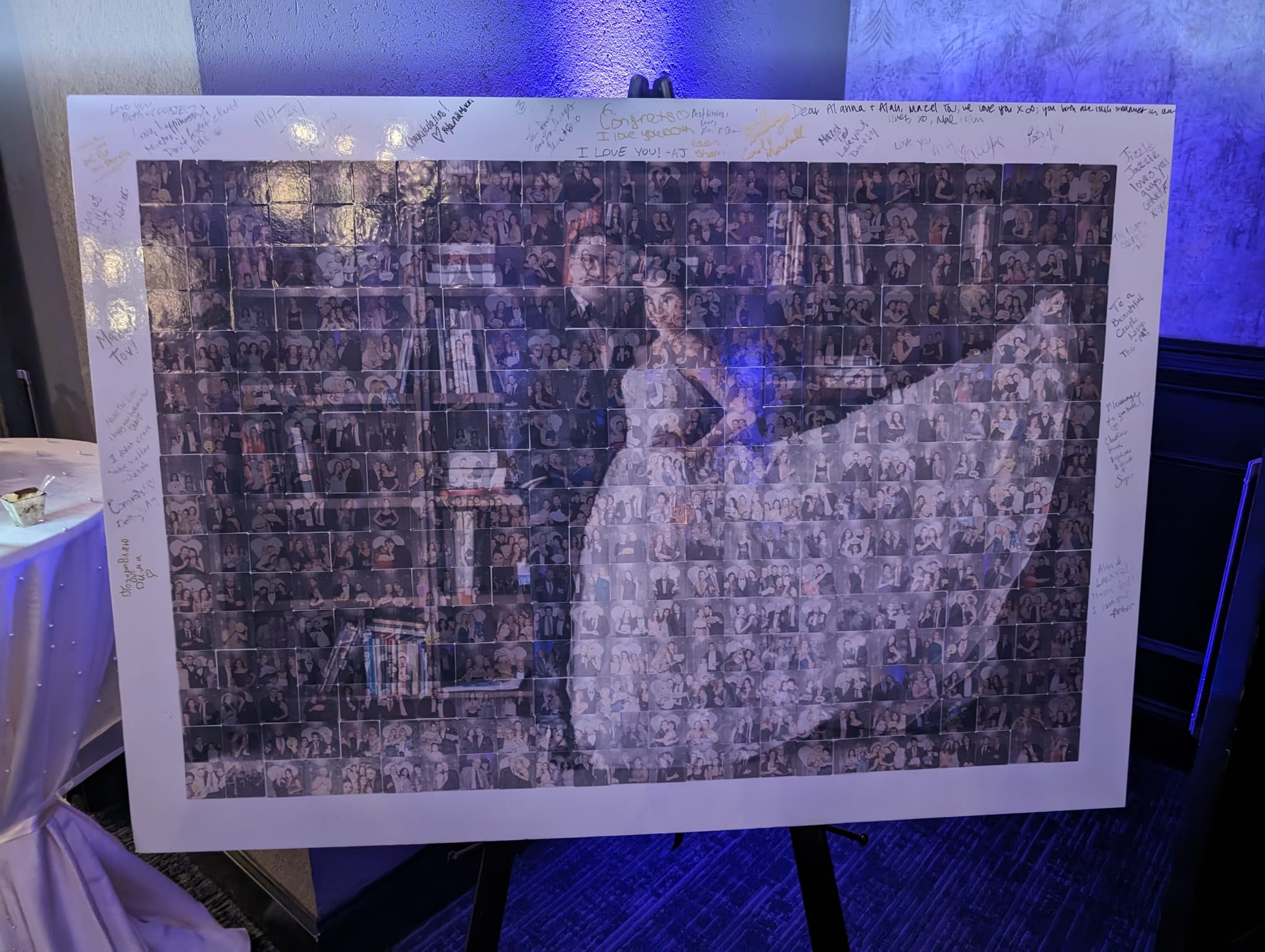 A unique artistic display with a mosaic-like effect.